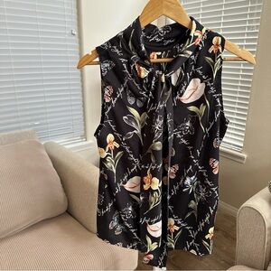 Floral Sleeveless Top - Black